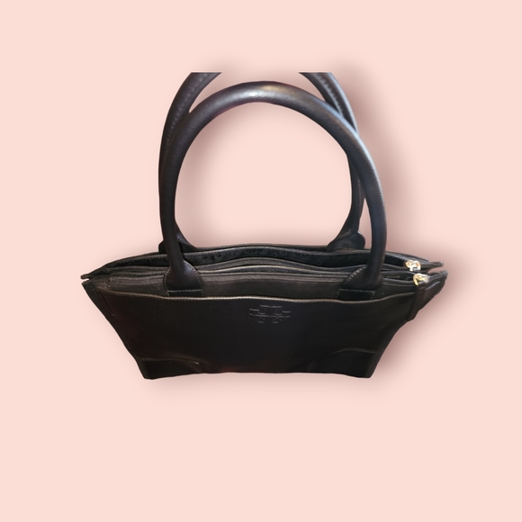 Tory Burch Ella Pebble Leather and Canvas Tote Large Shoulder Everyday Luxury - Picture 8 of 10